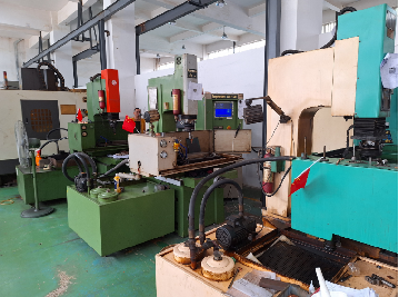 Injection molding machine in operation