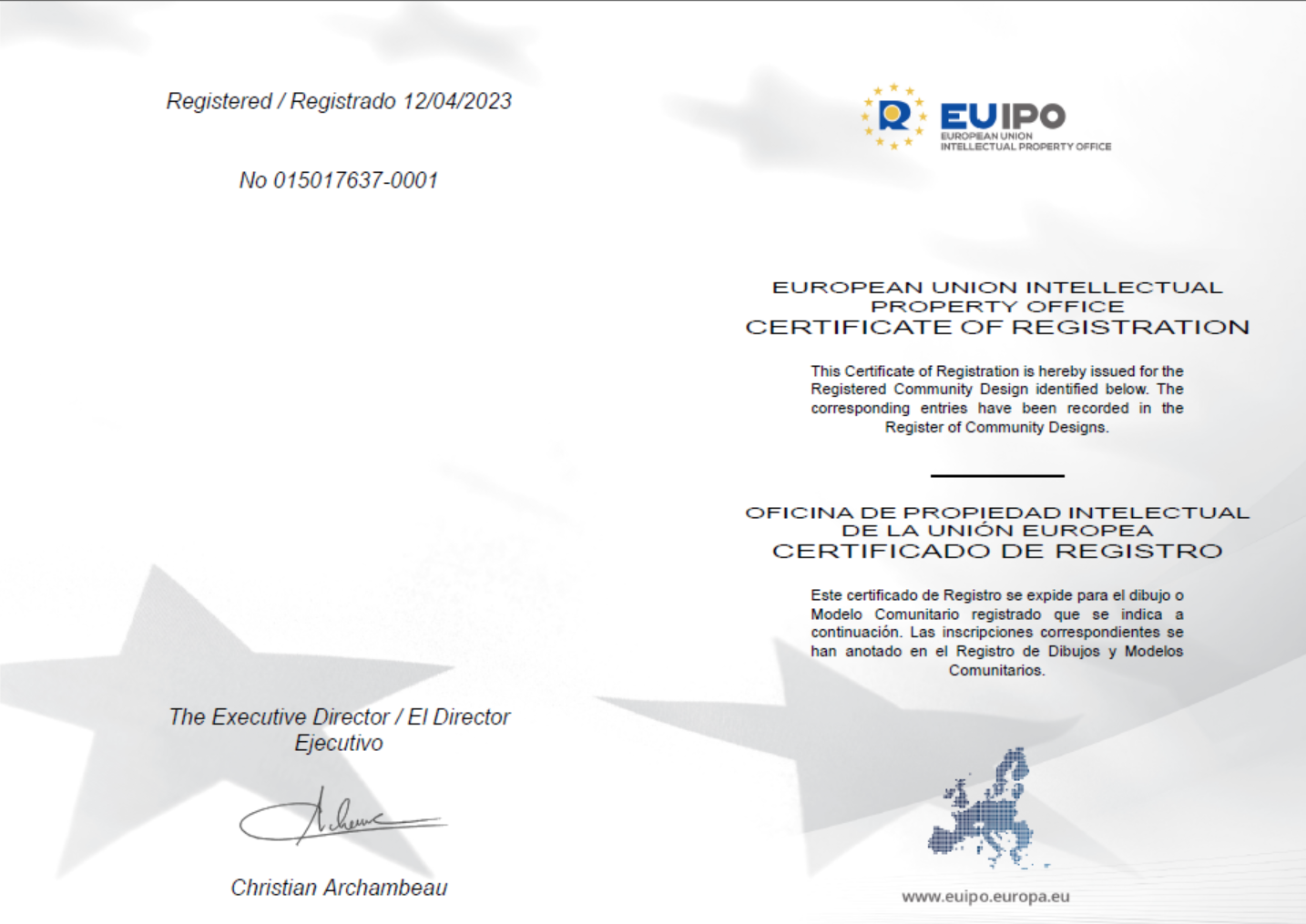 European Union patent certificate